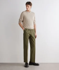 Pantalone gamba larga in cotone e lino