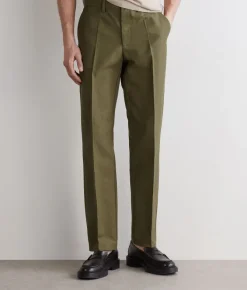 Pantalone gamba larga in cotone e lino