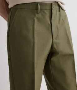 Pantalone gamba larga in cotone e lino