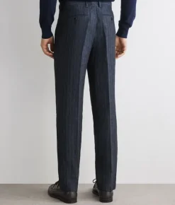 Pantalone in lino gessato
