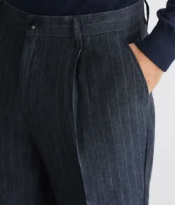 Pantalone in lino gessato