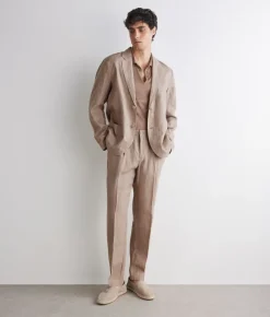 Pantalone in lino gessato