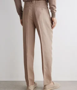 Pantalone in lino gessato