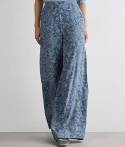 Pantalone in seta stampata