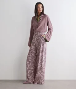 Pantalone in seta stampata