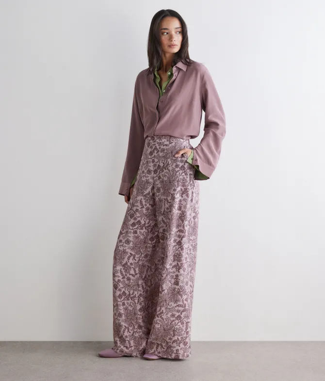 Pantalone in seta stampata