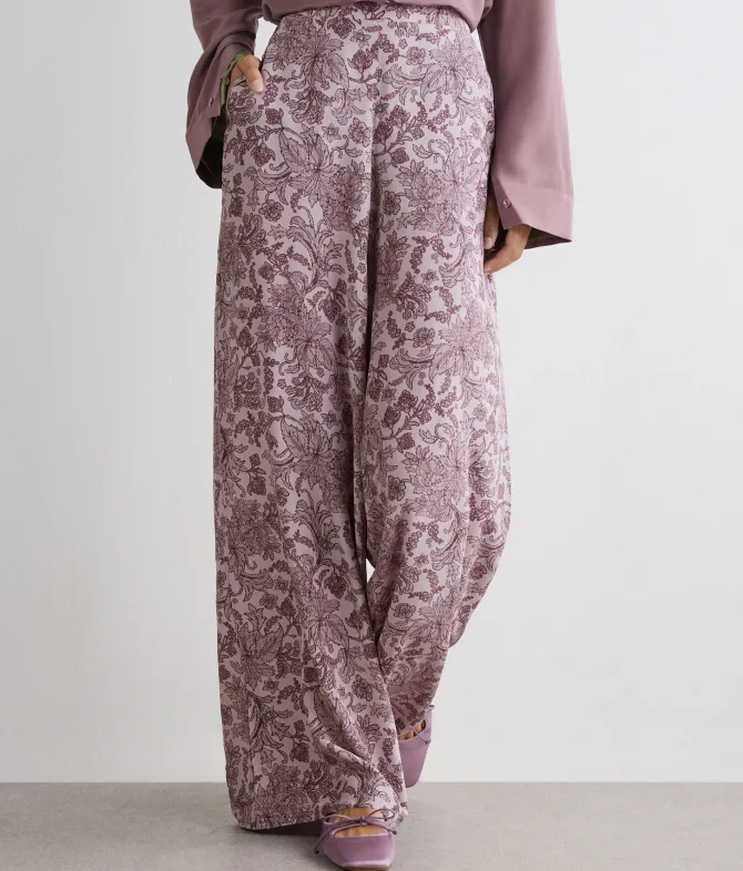 Pantalone in seta stampata
