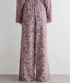 Pantalone in seta stampata