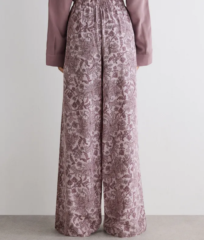 Pantalone in seta stampata