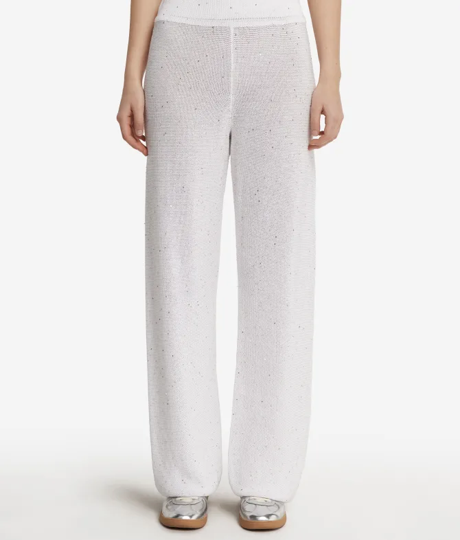 Pantalone palazzo con micro paillettes