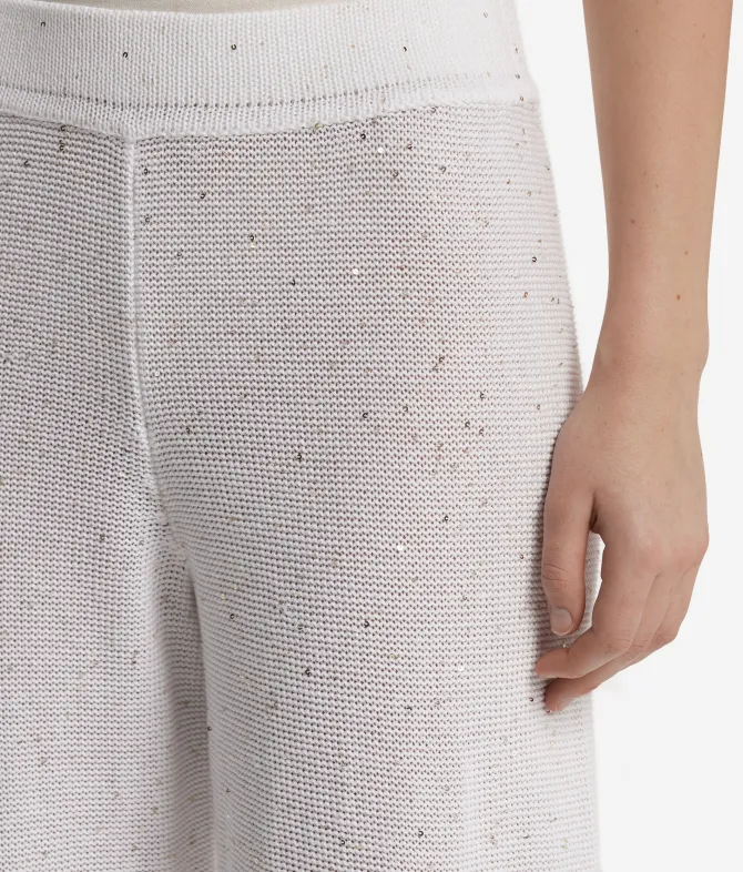 Pantalone palazzo con micro paillettes