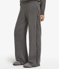 Pantalone palazzo con trecce e strass in Cashmere Ultrasoft