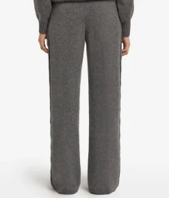 Pantalone palazzo con trecce e strass in Cashmere Ultrasoft