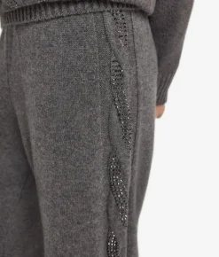 Pantalone palazzo con trecce e strass in Cashmere Ultrasoft