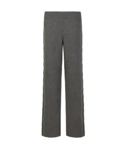 Pantalone palazzo con trecce e strass in Cashmere Ultrasoft