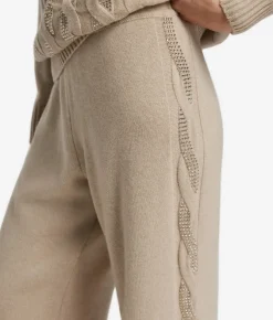 Pantalone palazzo con trecce e strass in Cashmere Ultrasoft