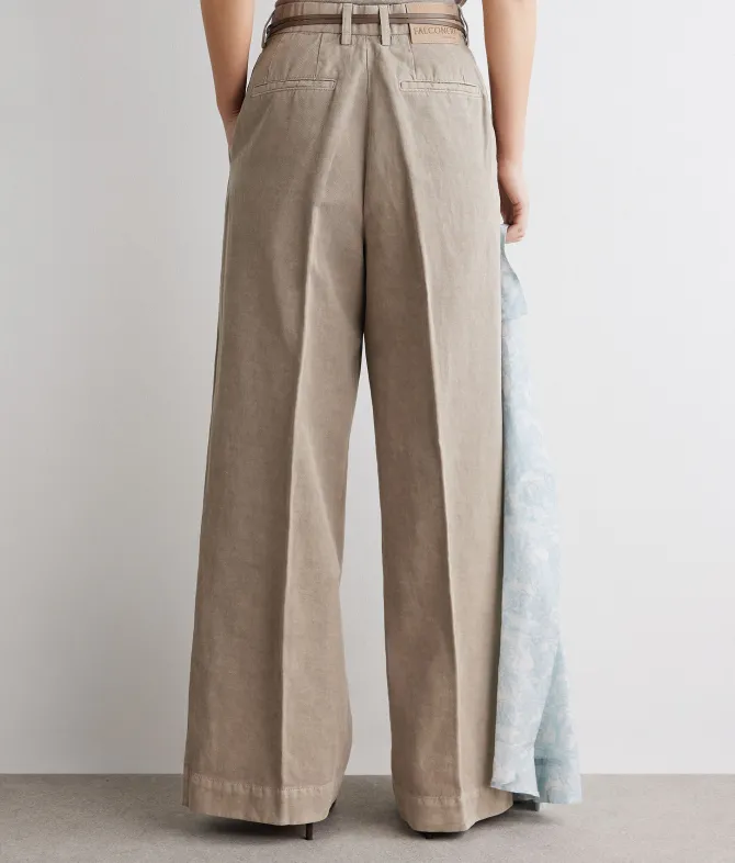 Pantalone palazzo in cotone e lino