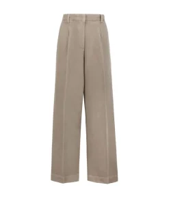 Pantalone palazzo in cotone e lino