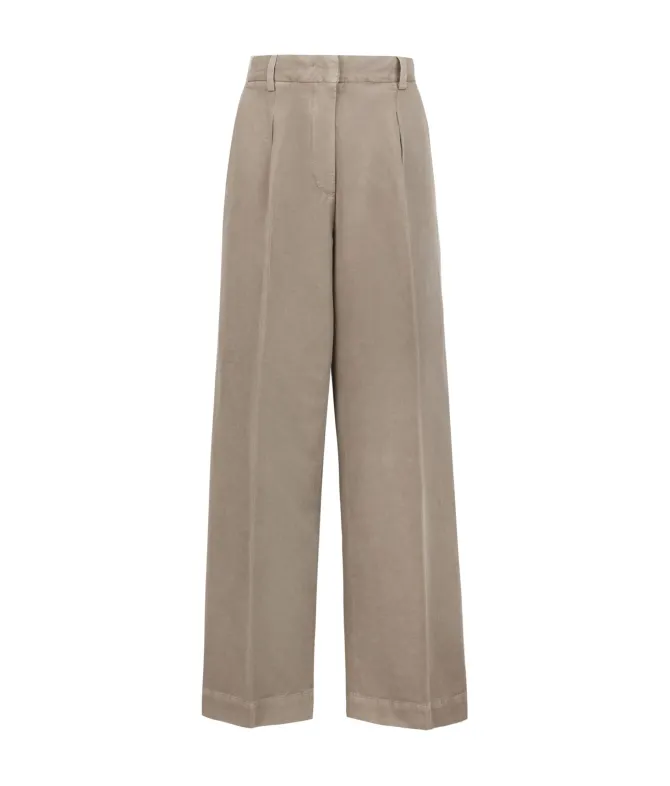Pantalone palazzo in cotone e lino