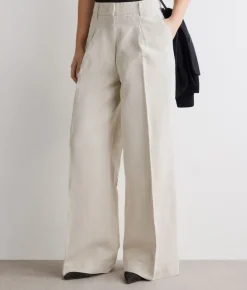 Pantalone palazzo in cotone e lino