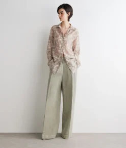 Pantalone palazzo in cotone e lino