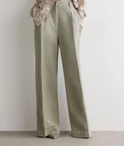 Pantalone palazzo in cotone e lino