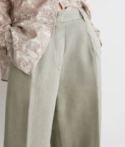 Pantalone palazzo in cotone e lino
