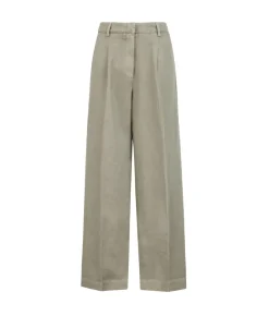 Pantalone palazzo in cotone e lino