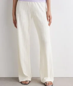Pantalone punto gessato in lino cotone