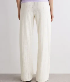 Pantalone punto gessato in lino cotone