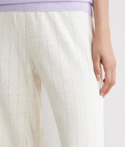 Pantalone punto gessato in lino cotone