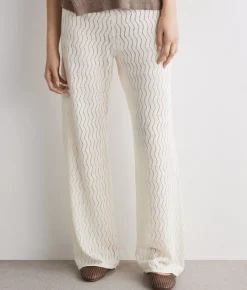 Pantalone punto onda in lino cotone