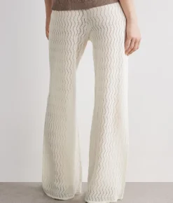 Pantalone punto onda in lino cotone