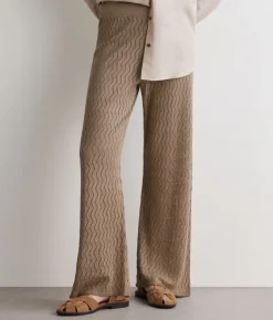 Pantalone punto onda in lino cotone