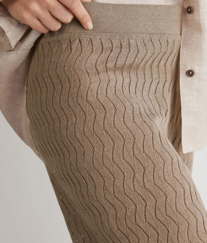 Pantalone punto onda in lino cotone