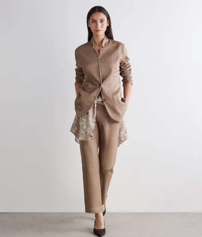 Pantalone reversibile in lino e cotone