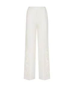 Pantalone ricamato in lino