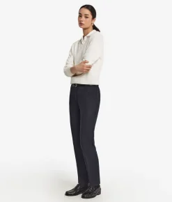 Pantalone sigaretta con zip in cotone