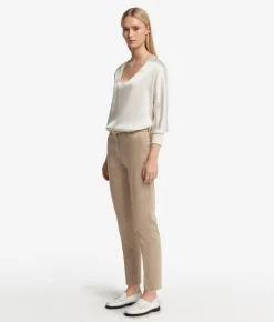 Pantalone sigaretta con zip in cotone