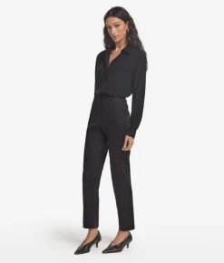 Pantalone sigaretta con zip in cotone