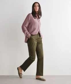 Pantalone sigaretta con zip in cotone