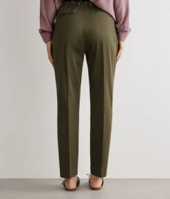 Pantalone sigaretta con zip in cotone
