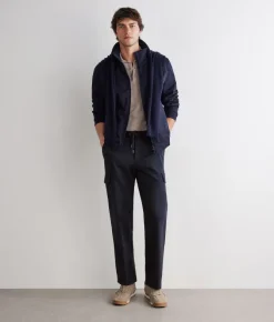 Pantalone tasconato in cotone e lino