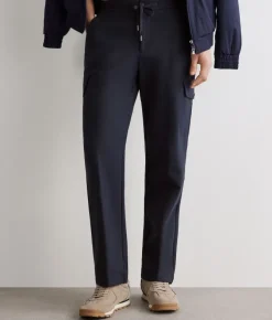 Pantalone tasconato in cotone e lino