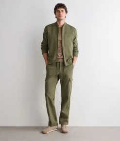 Pantalone tasconato in cotone e lino