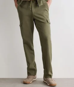 Pantalone tasconato in cotone e lino