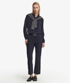 Pantalone trombetta in tessuto di cotone