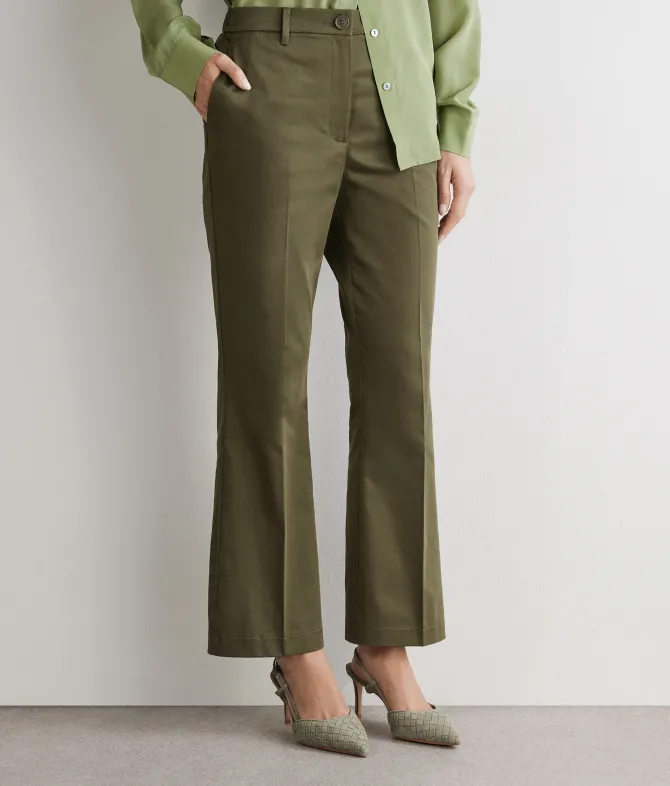 Pantalone trombetta in tessuto di cotone