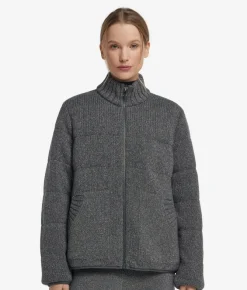 Piumino reversibile in cashmere tricot lamé