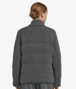 Piumino reversibile in cashmere tricot lamé